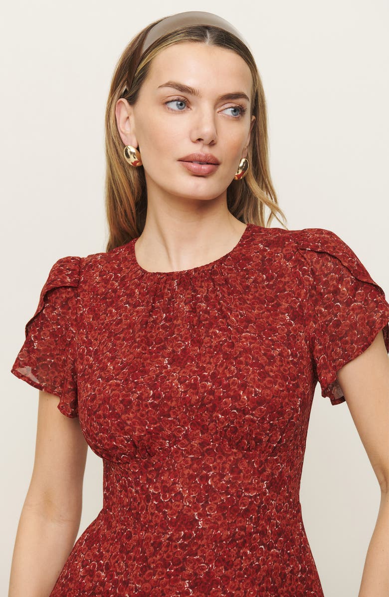 Reformation Lula Flutter Sleeve Minidress, Alternate, color, Roseanne