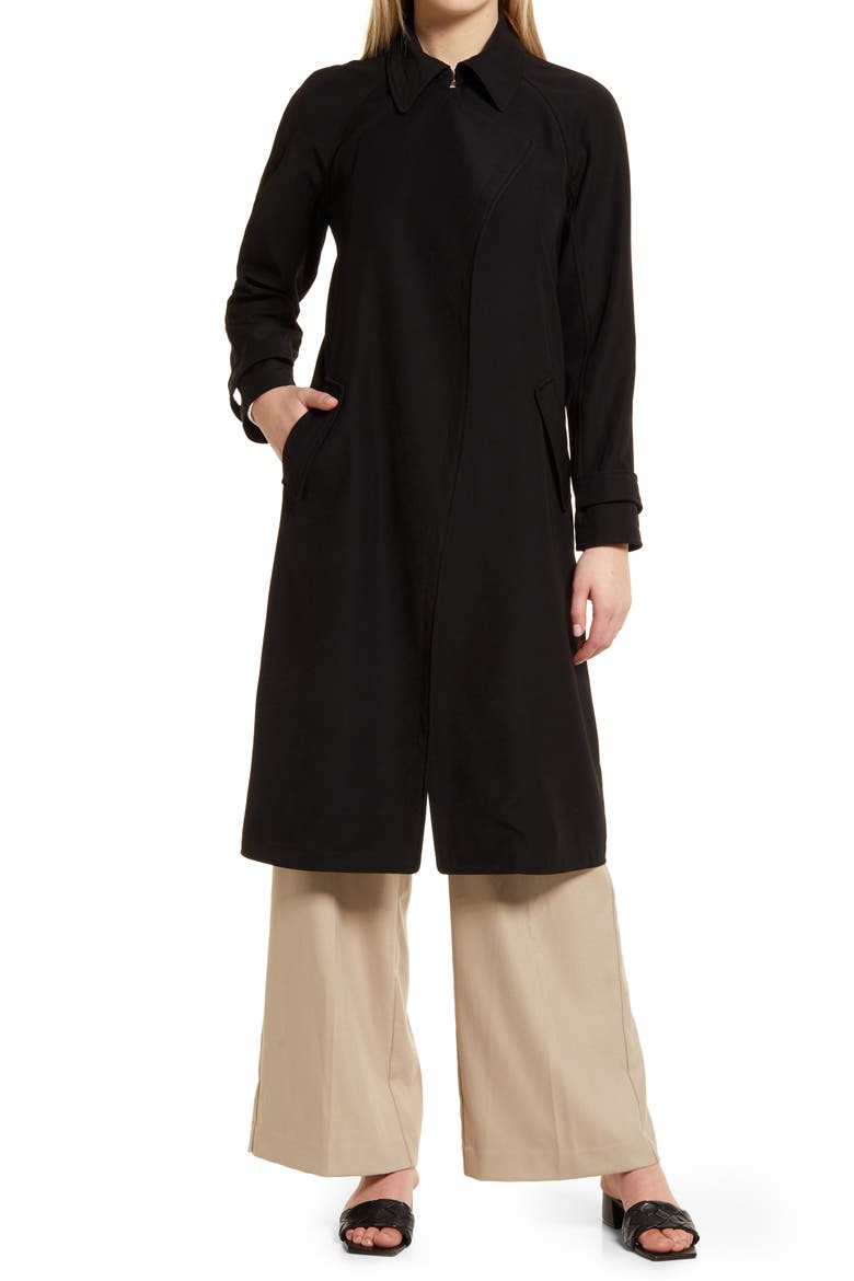 Drape Long Topper Coat, Alternate, color, BLACK
