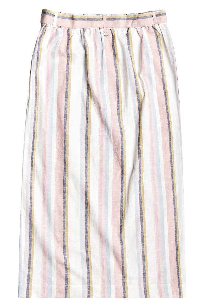 Lose My Breath Tie Waist Midi Skirt, Alternate, color, SNOW WHITE ORIENTAL STRIPES