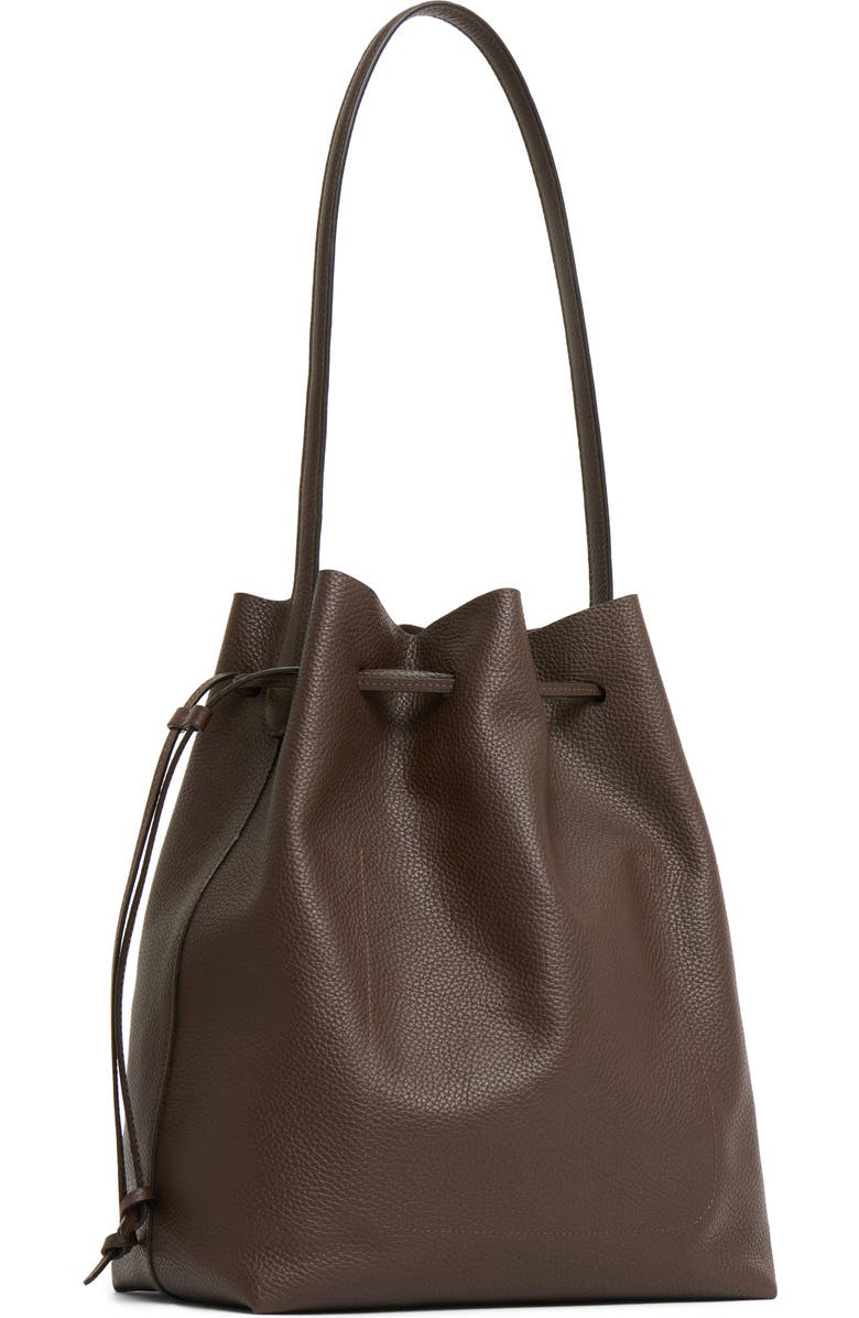 Mansur Gavriel Everyday Cabas Leather Drawstring Bucket Bag, Alternate, color, Chocolate