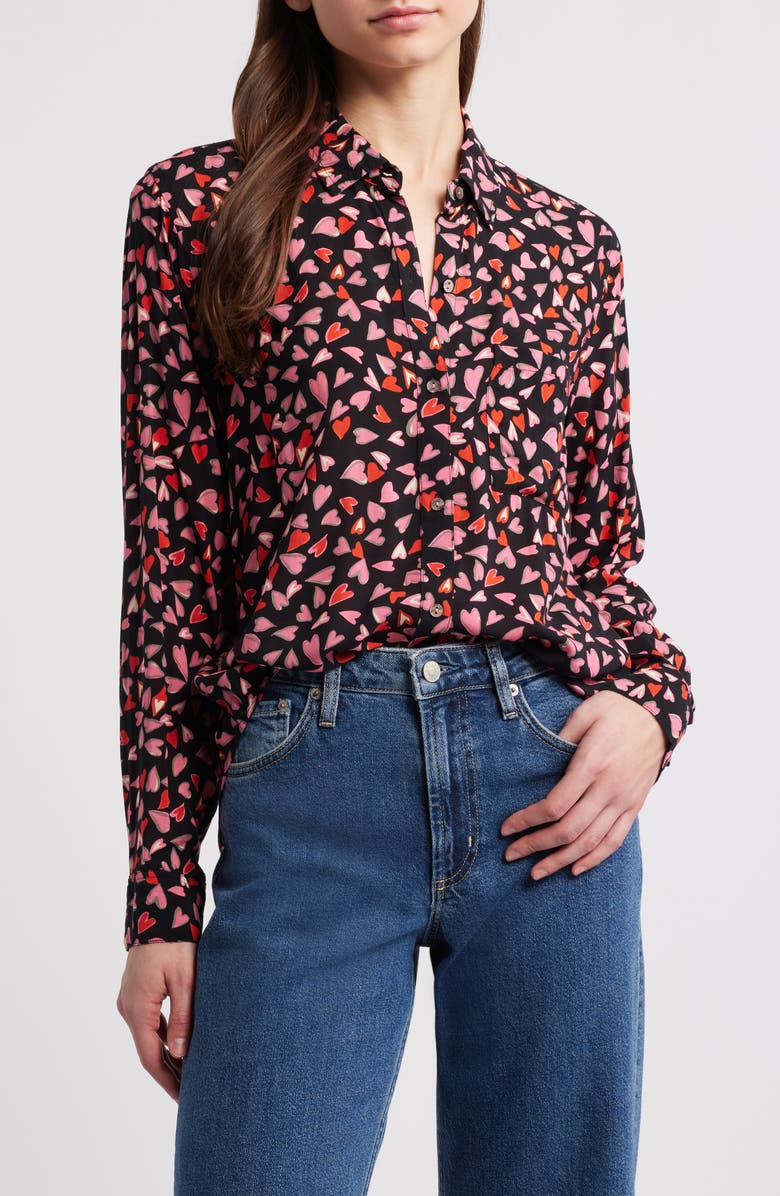 Rails Josephine Heart Print Button-Up Shirt, Main, color,