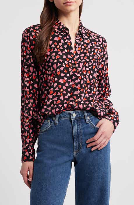 Josephine Heart Print Button-Up Shirt
