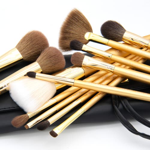 Omnia Brush Gold 13pc Wrap Makeup Brush Set In Gold