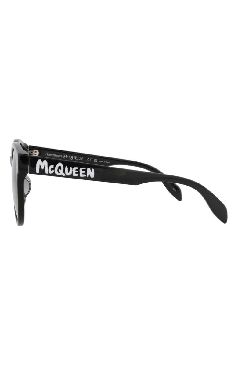 McQueen 55mm Core Round Sunglasses, Alternate, color, Black Black Grey