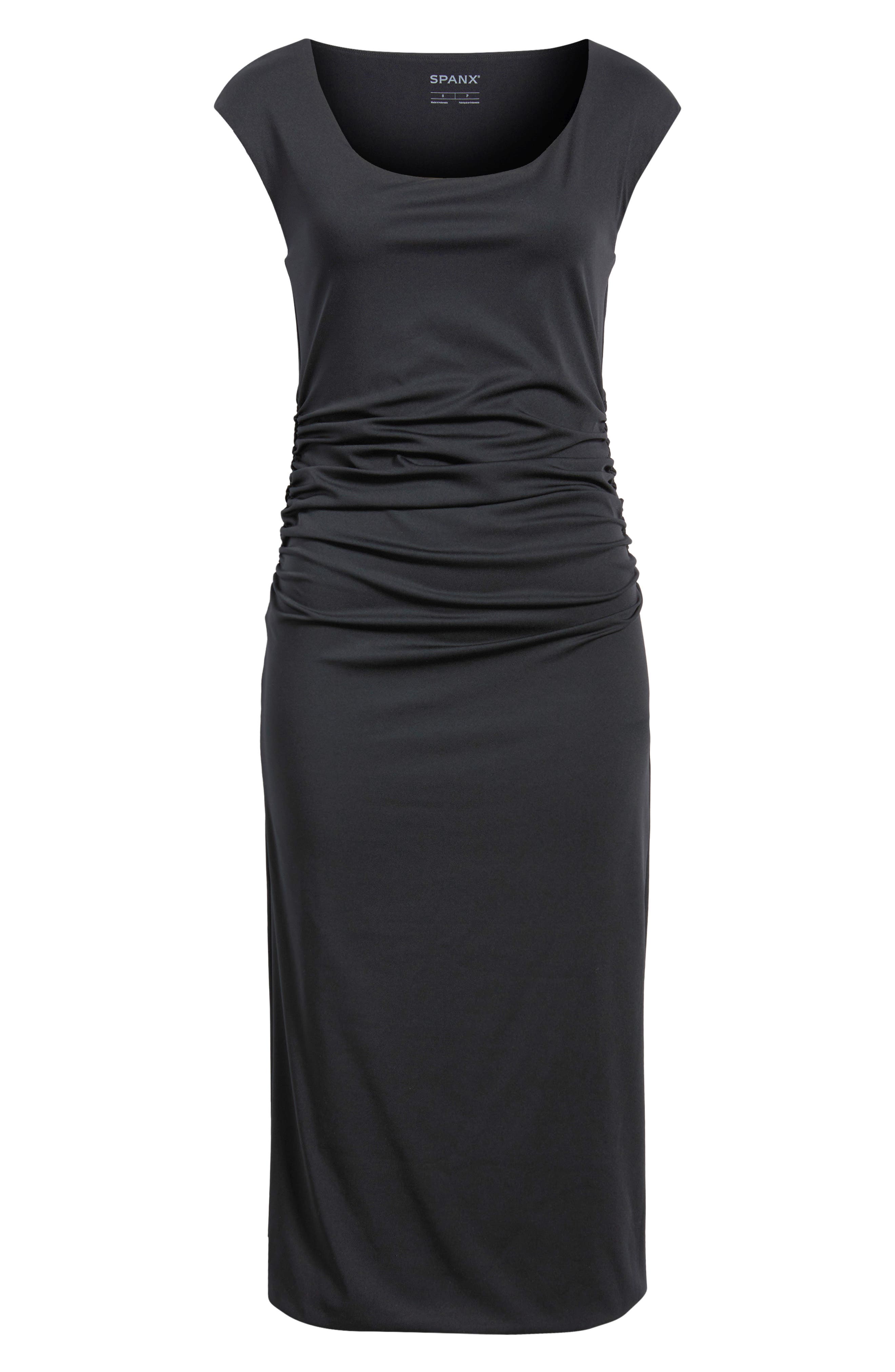 best spanx for bodycon dress Women's SPANXsmooth Jersey Scoop Neck Ruched Midi in Black Top size XS dresssale070124 Lafayette 148 New York XXS-4XB:4XL This flattering dress features