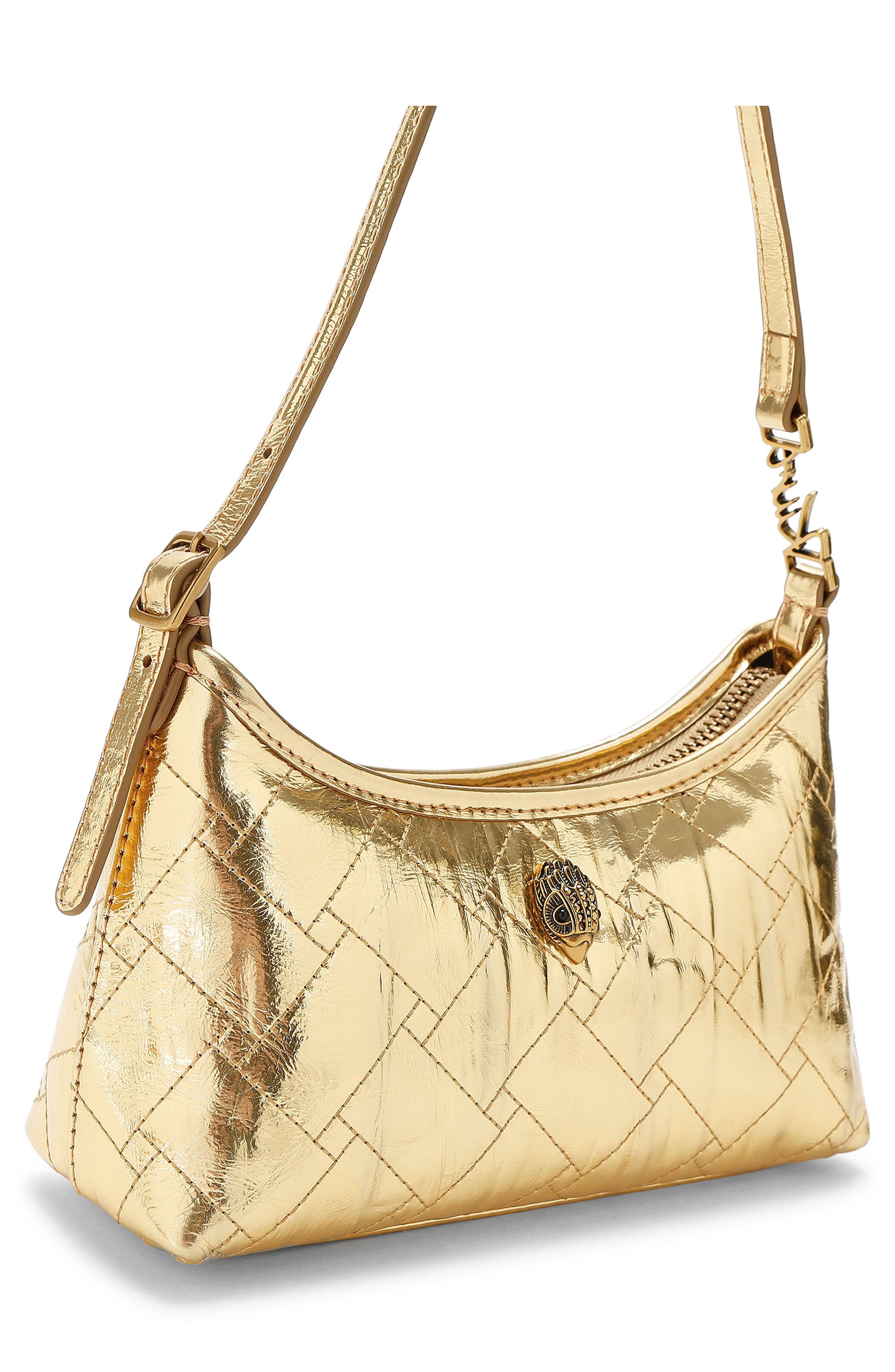 Kurt Metallic Leather Sling Bag, Alternate, color, GOLD