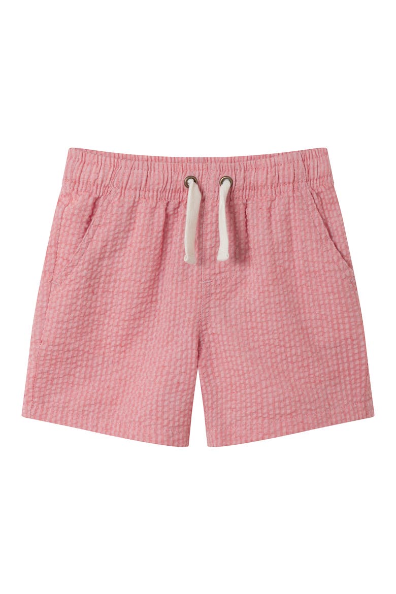 Seersucker Drawstring Shorts, Main, color, CORAL