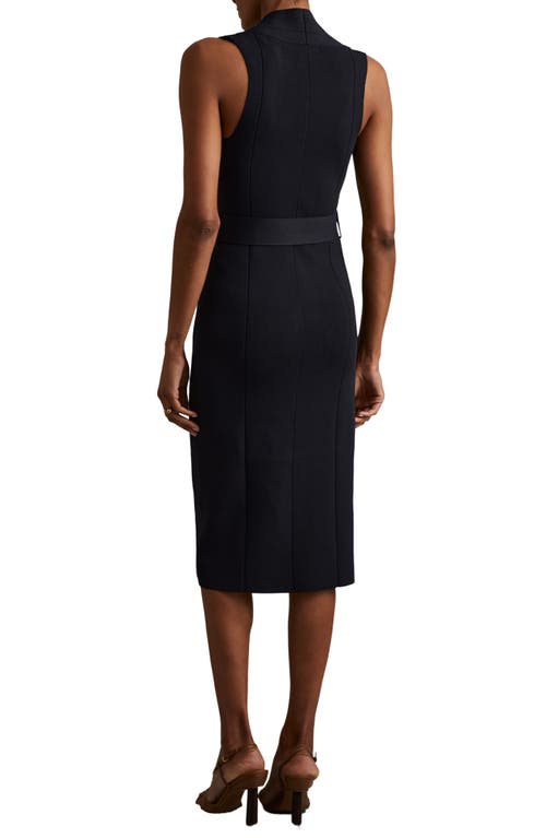 Reiss Ella Knitted Rib Midi Dress In Navy