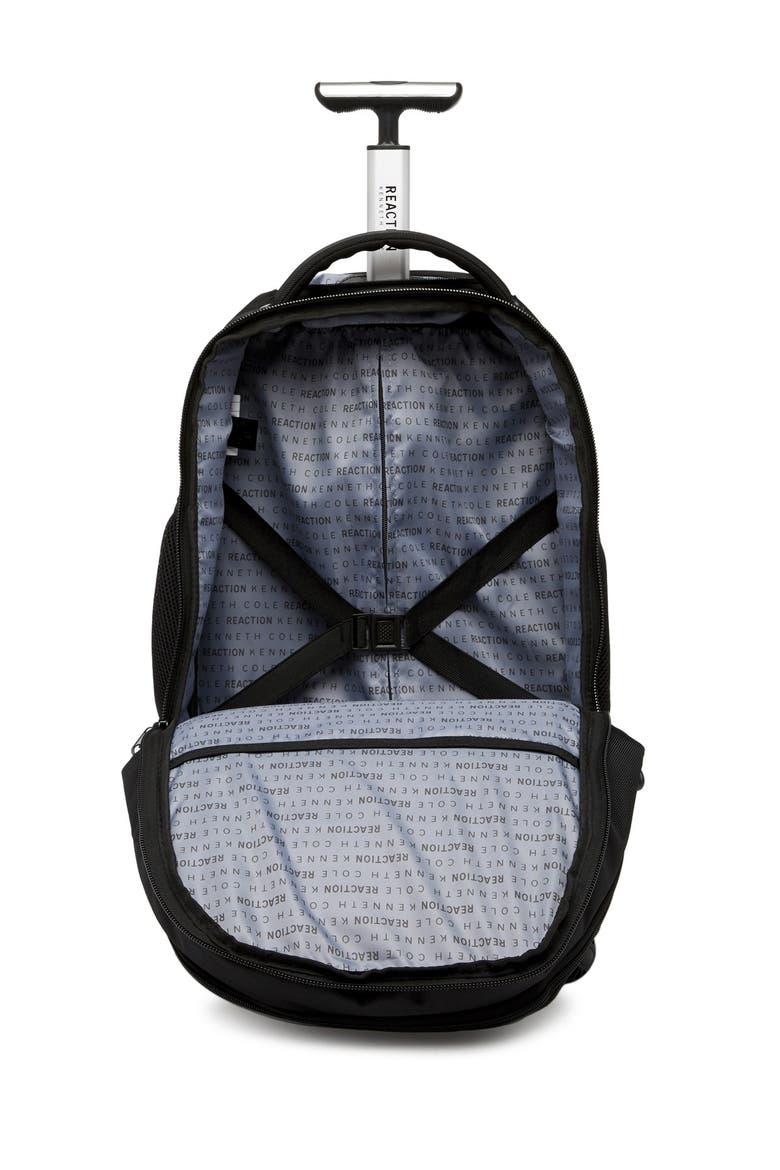 1680D Poly 4 Wheel Roller Backpack, Alternate, color, BLACK