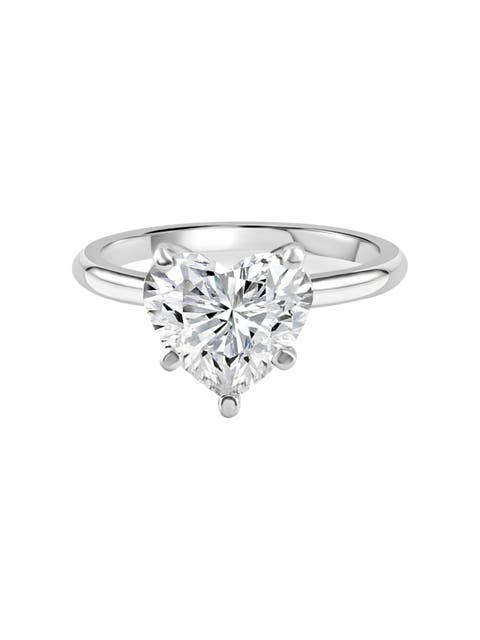 3Ct Gold Certified Lab Grown Heart Cut Diamond Engagement Ring (G/VS2)