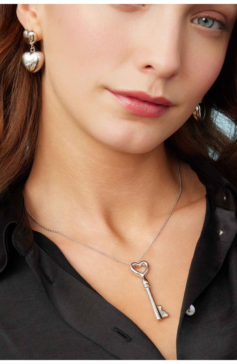 Oradina Key To My Heart Pendant Necklace in Sterling Silver, Alternate, color, Silver