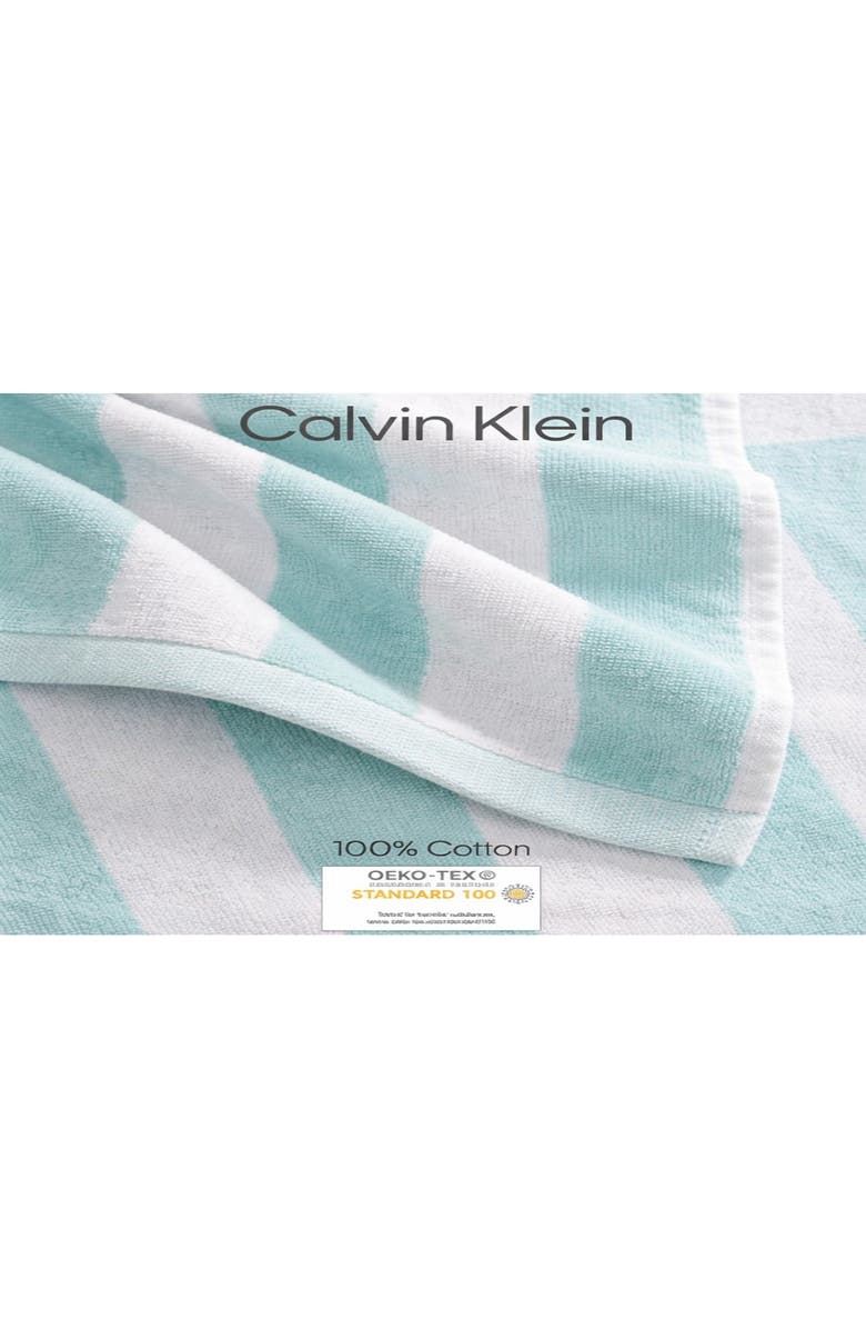 Calvin Klein Stripe Beach Towel, Alternate, color, Water Ballet/White