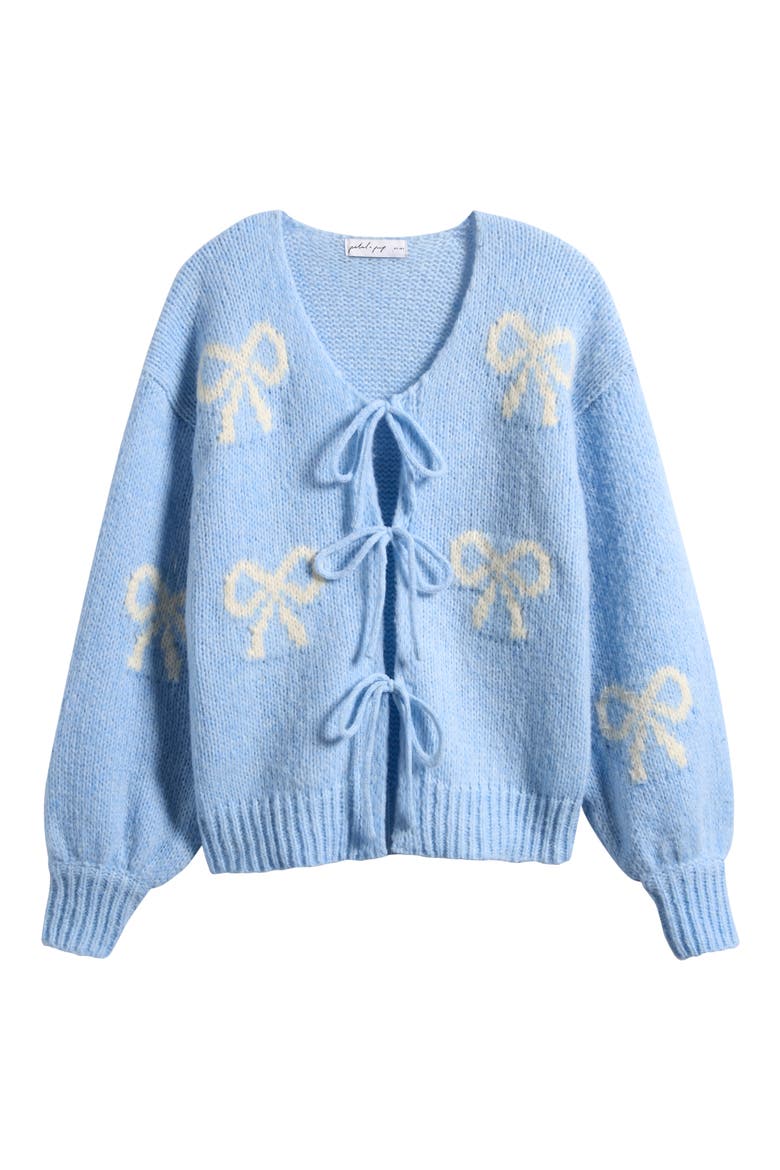 Vienna Bow Cardigan, Alternate, color, PALE BLUE