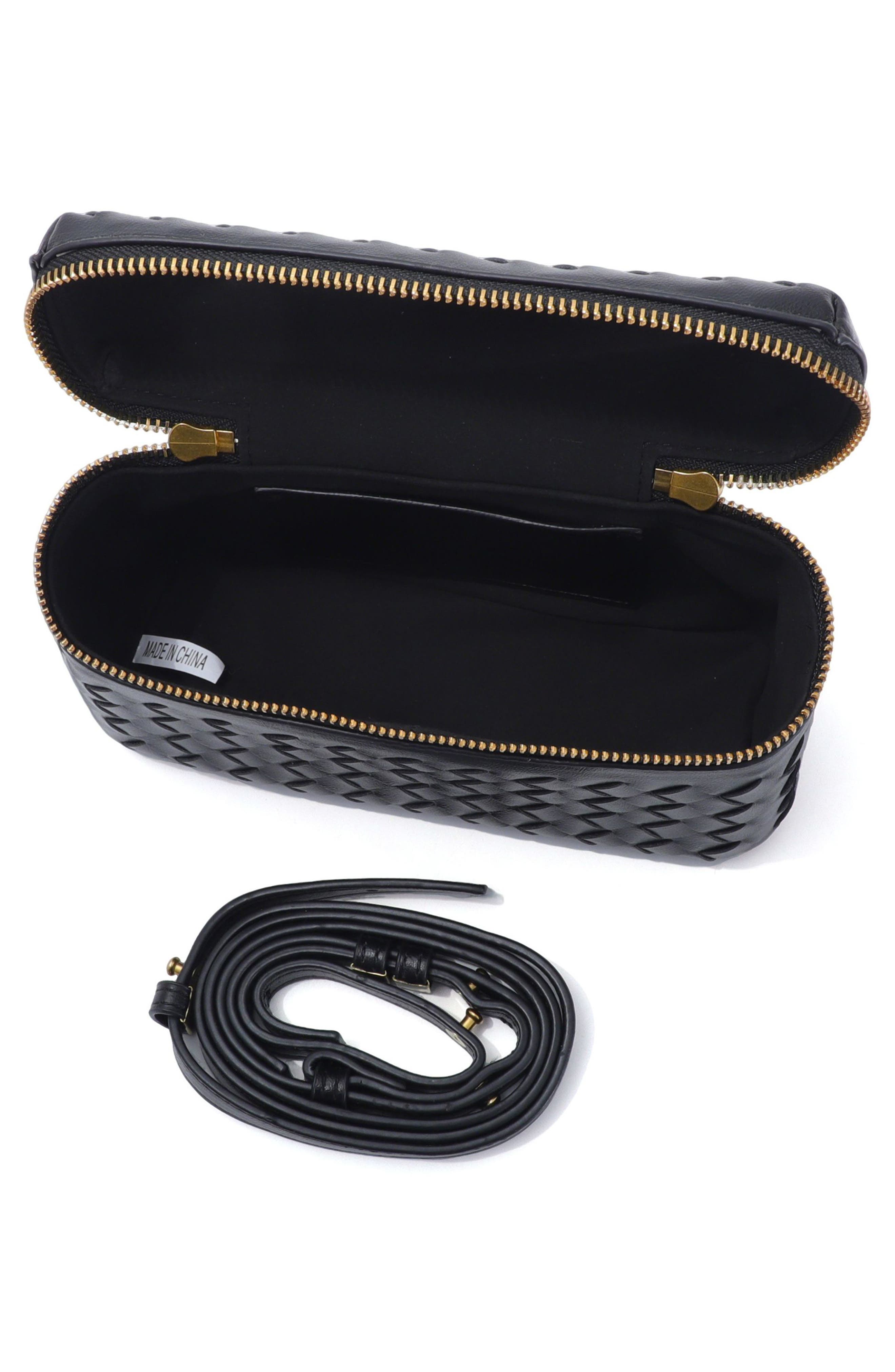 Adornia Black Woven Top Handle Bag, Alternate, color, 