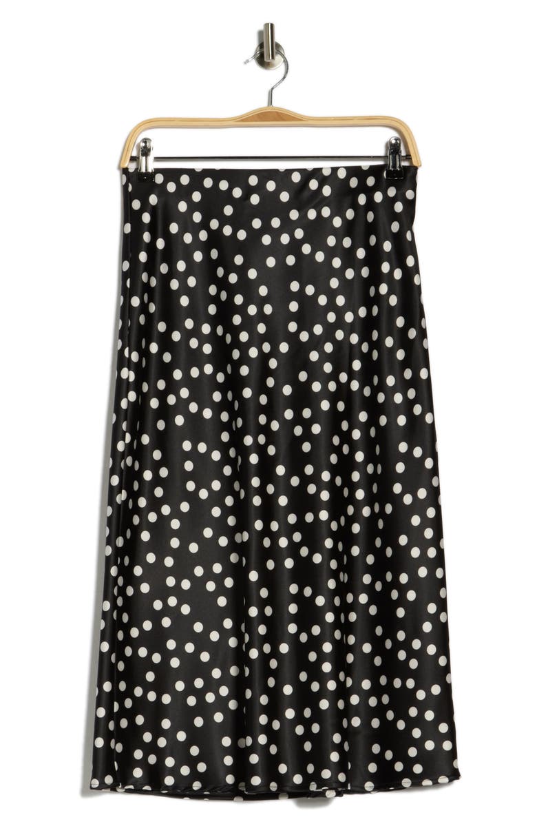Renee C Polka Dot Midi Skirt, Main, color, Black