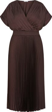 City Chic Elia Faux Wrap Pleated Dress