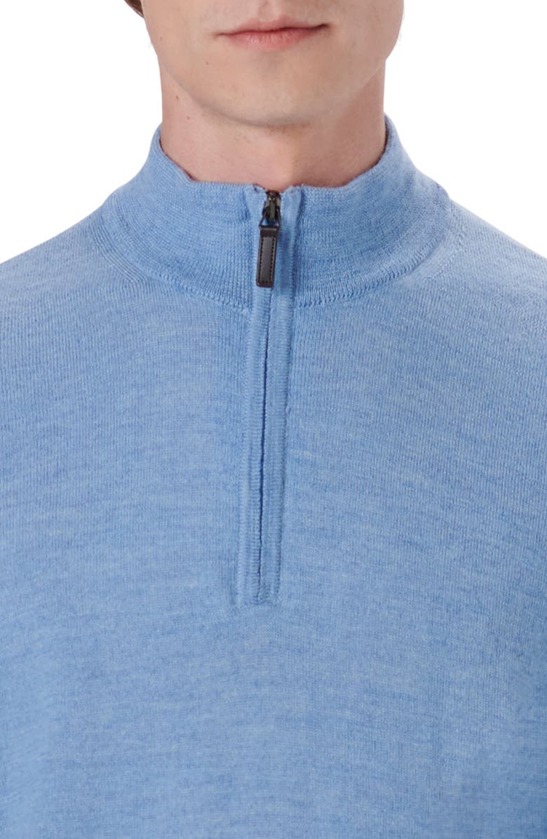 Bugatchi Water Repellent Merino Wool Quarter-Zip Pullover, Alternate, color, Air Blue