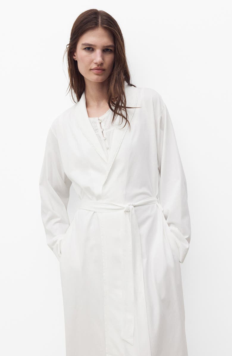 MANGO Embroidered Cotton Gown, Alternate, color, White