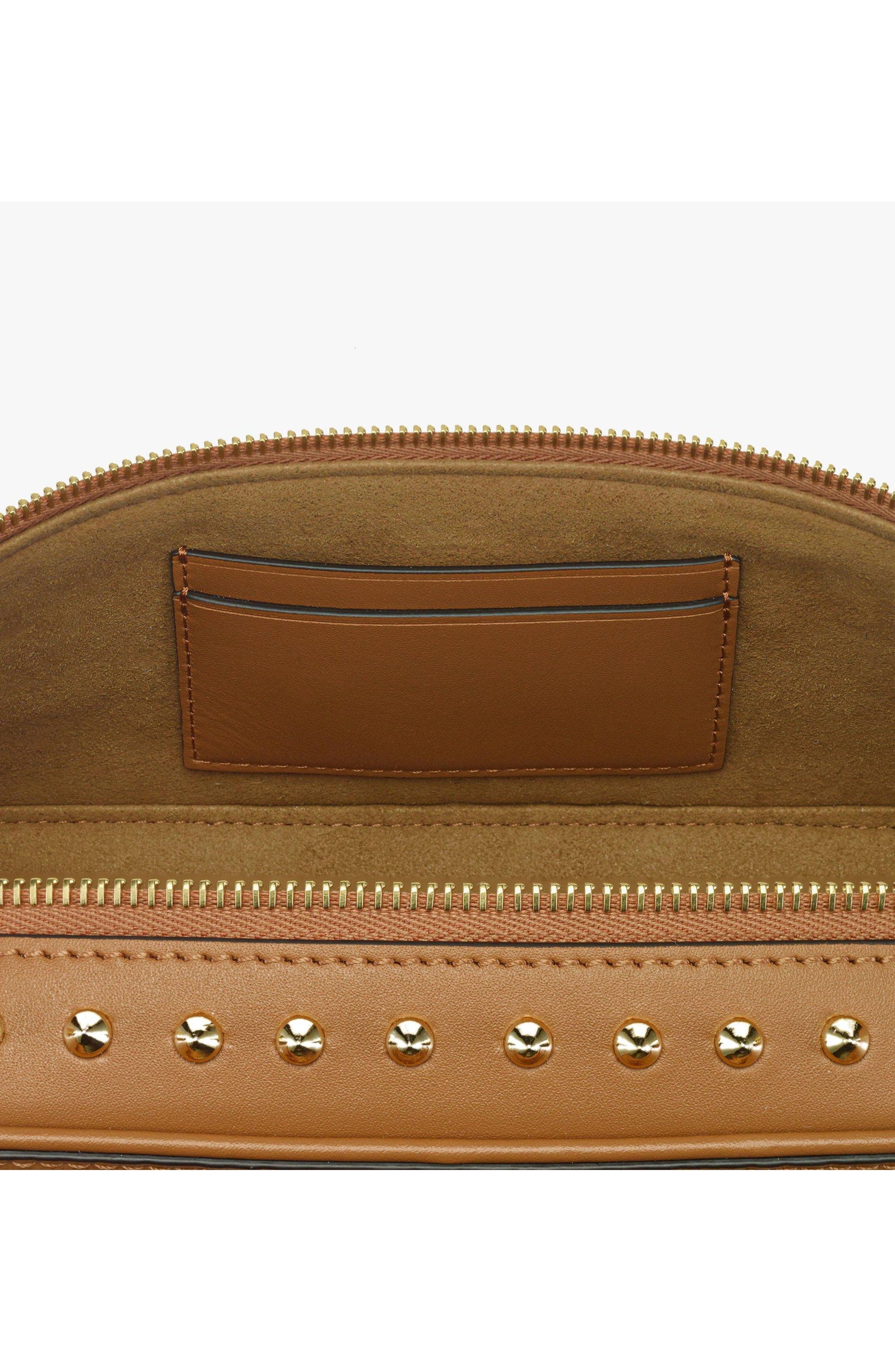 Small Rockstar Vanity Case in Gold Crystal Visetos, Alternate, color, Cognac