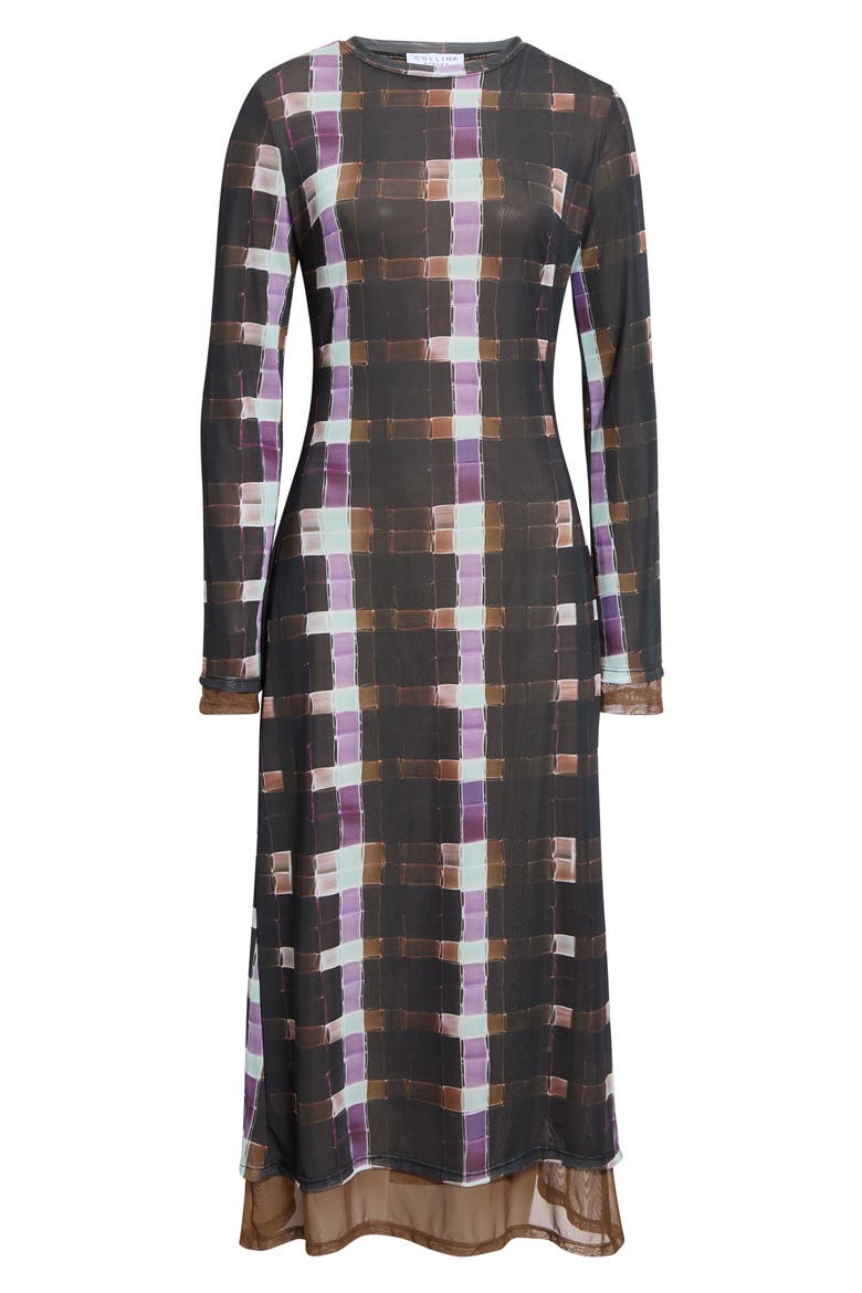 Cardio Yuri Long Sleeve Maxi Dress, Alternate, color, CHOCOLATE PAINTED PLAID