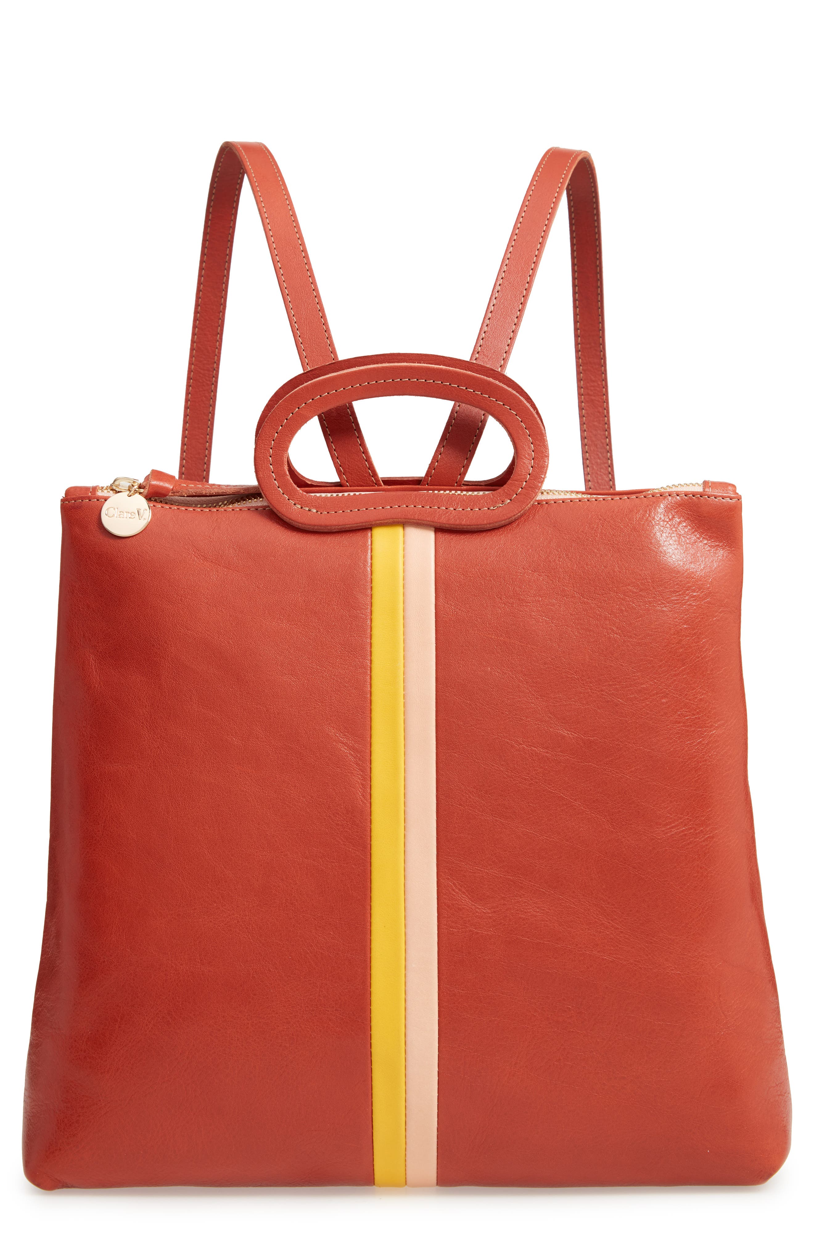 Clare V. Marcelle Leather Backpack, Main, color, 