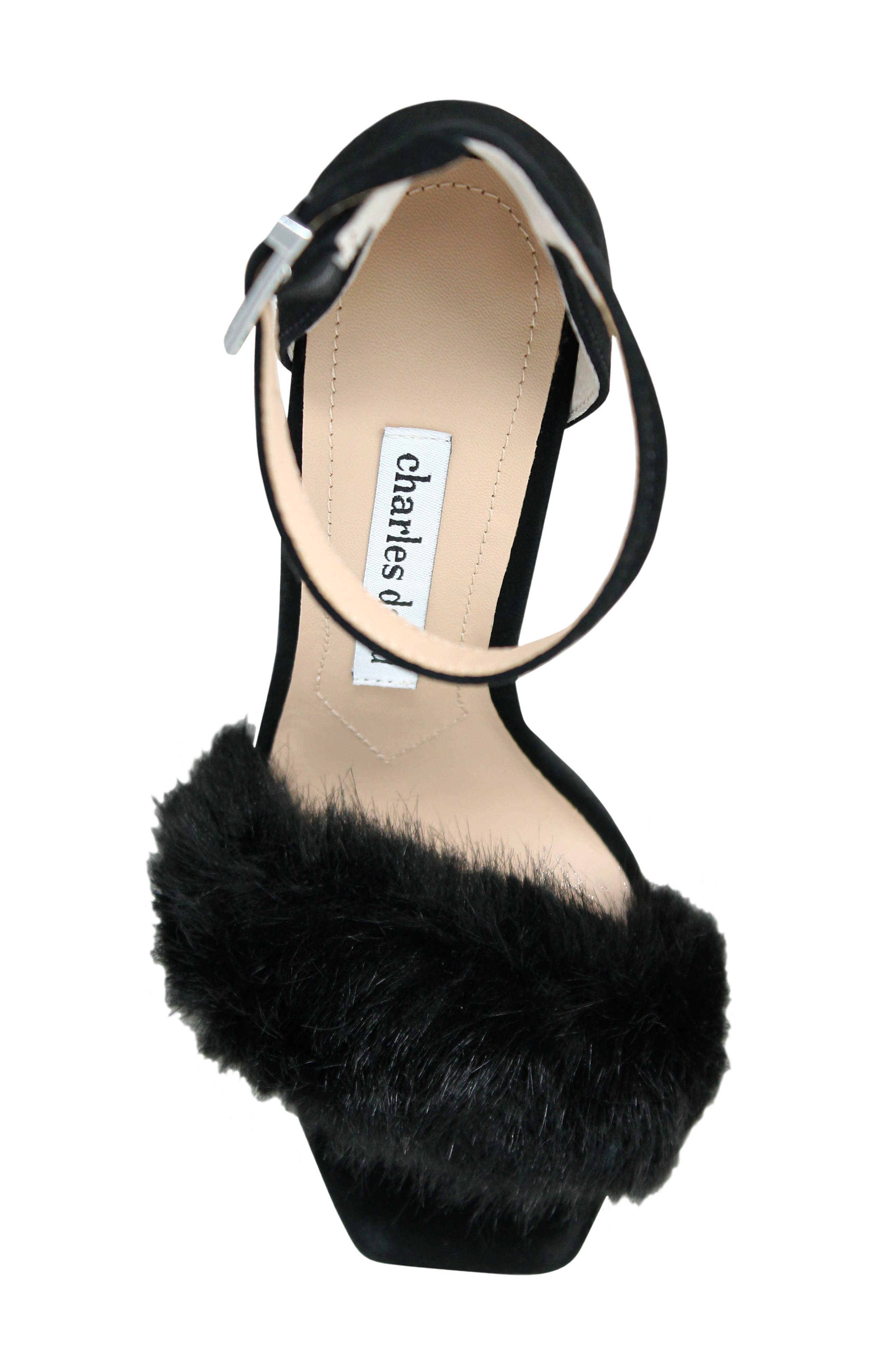 Empoli Faux Fur Sandal, Alternate, color, BLACK