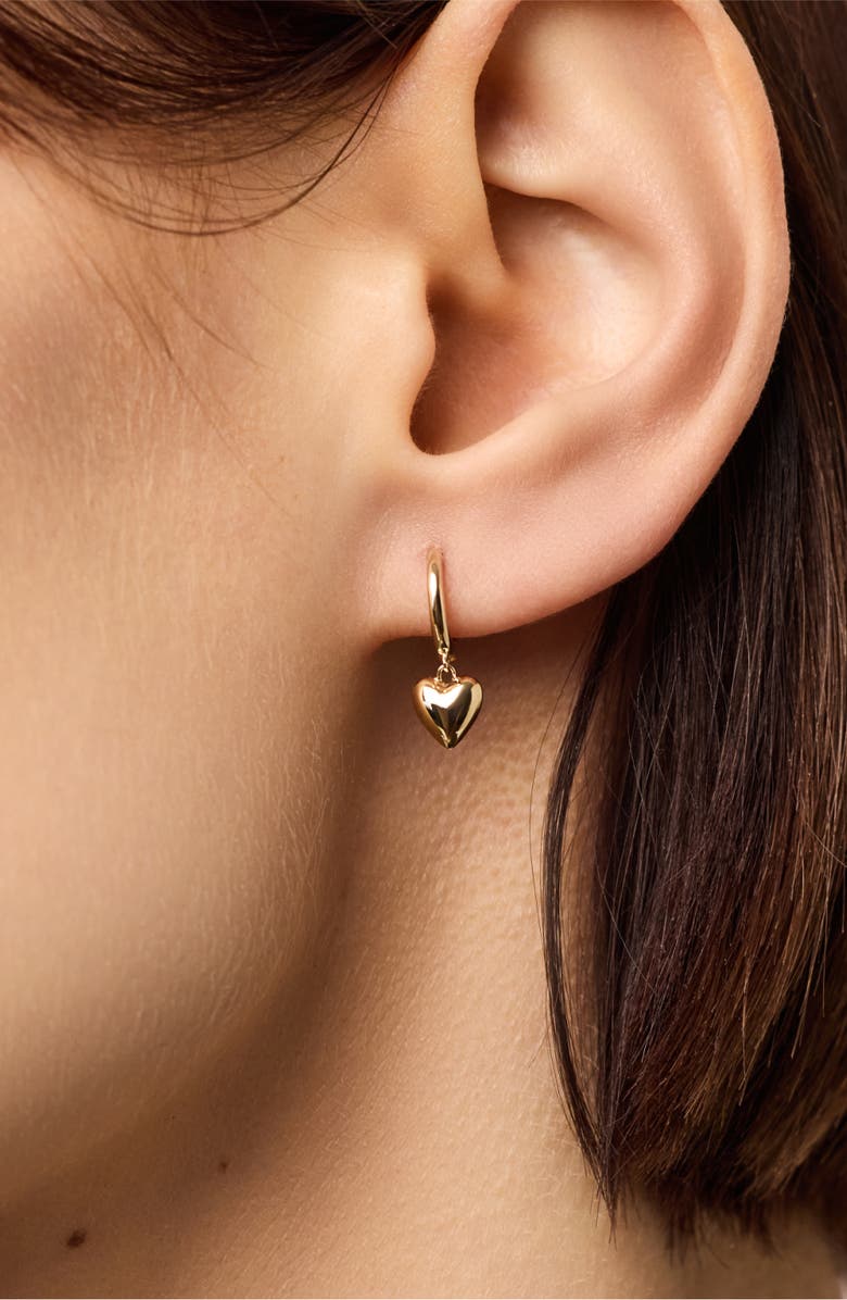 Ana Luisa Solid Yellow Gold - Mini Heart Drop Earrings, Alternate, color, Gold