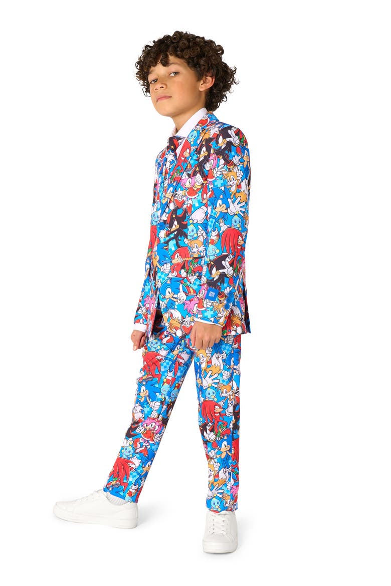 Kids' Sonic the Hedgehog™ Two-Piece Suit & Tie Set, Alternate, color, BLUE MULTI