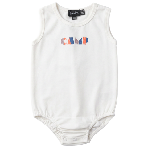 Boy Multi Color Stripe Camp Graphic Sleeveless Romper