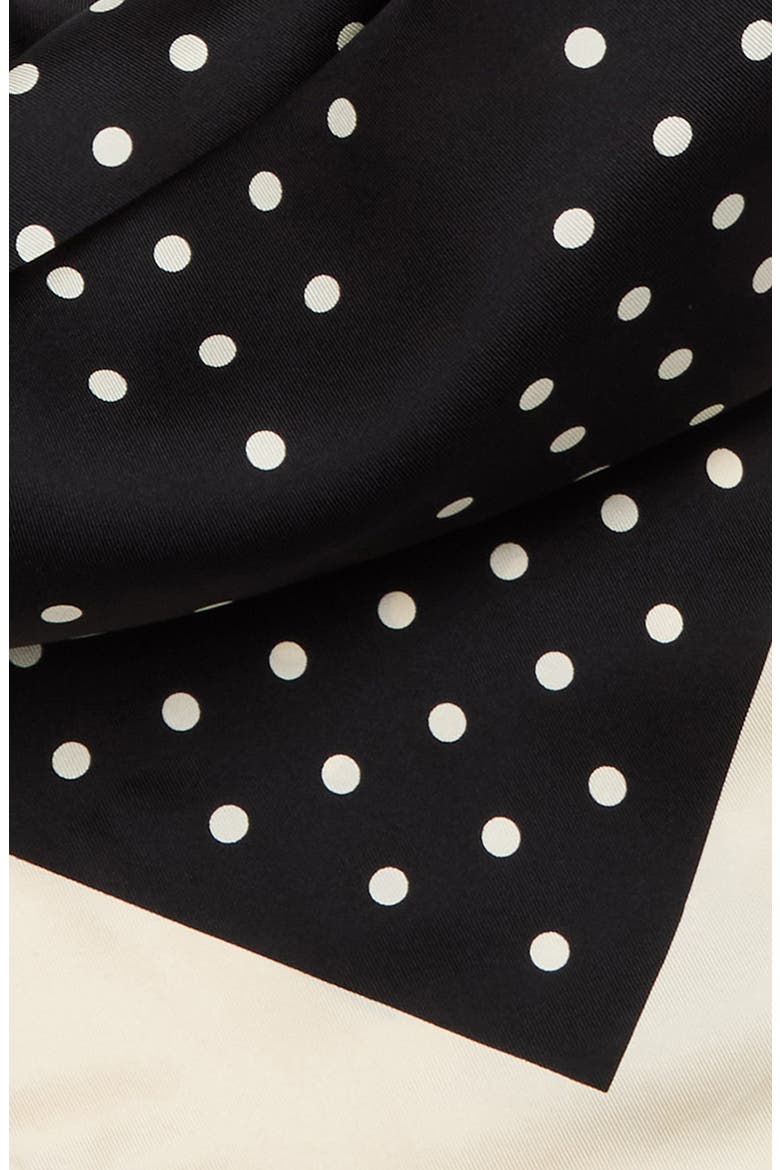 Polka Dot Silk Scarf, Alternate, color, BLACK/ CREAM