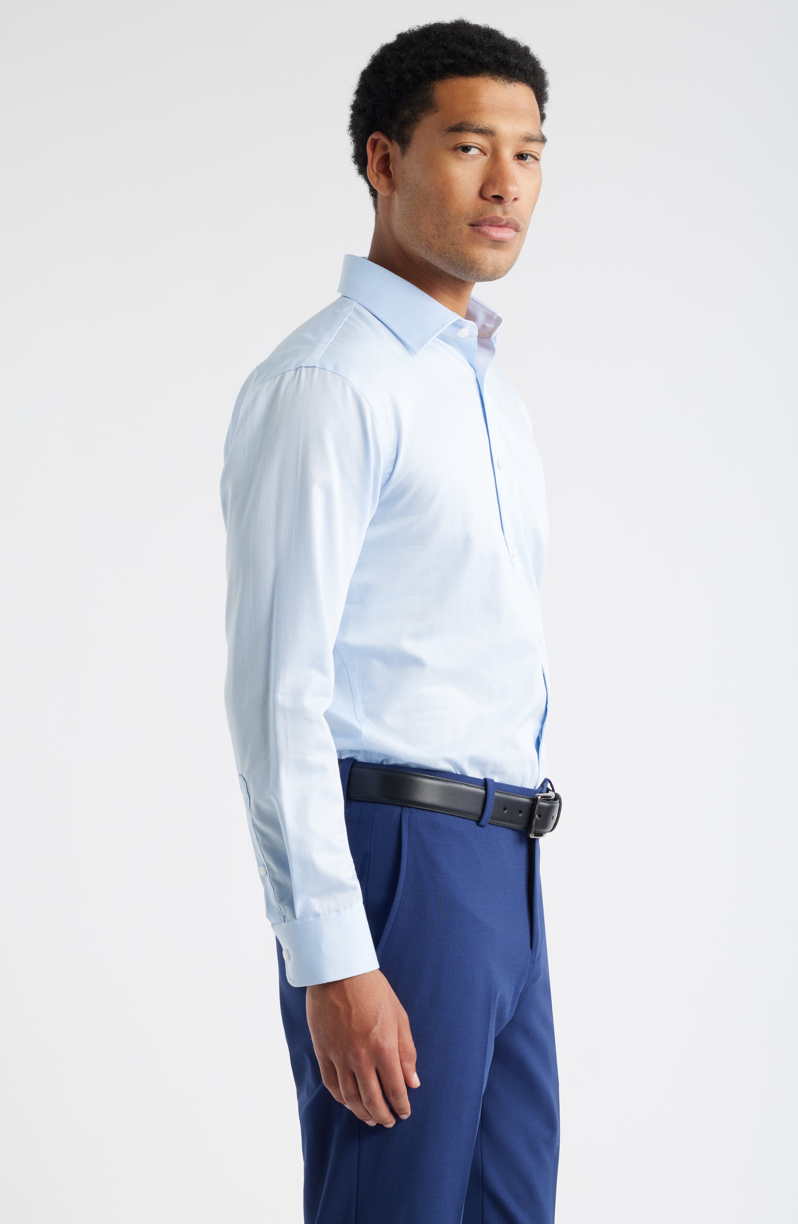Мужские платья Nordstrom Trim Fit Herringbone Dress Shirt — фото 5