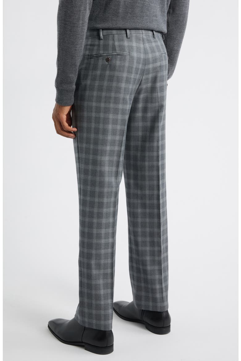 Devon Flat Front Plaid Wool Dress Pants, Alternate, color, MEDIUM GREY