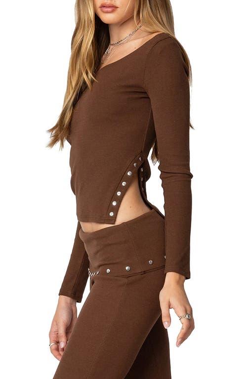 EDIKTED EDIKTED ARIES OFF THE SHOULDER STUDDED RIB TOP