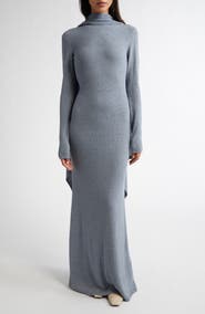 TOTEME Cape Overlay Long Sleeve Silk Knit Dress