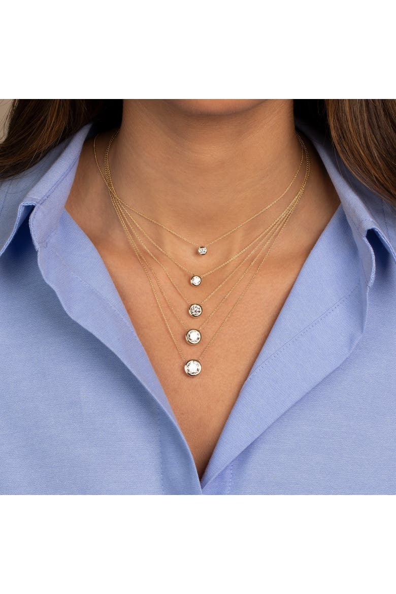 Lab Grown Diamond Solitaire Bezel Necklace 14K, Alternate, color, 14K Gold - 2 Carat