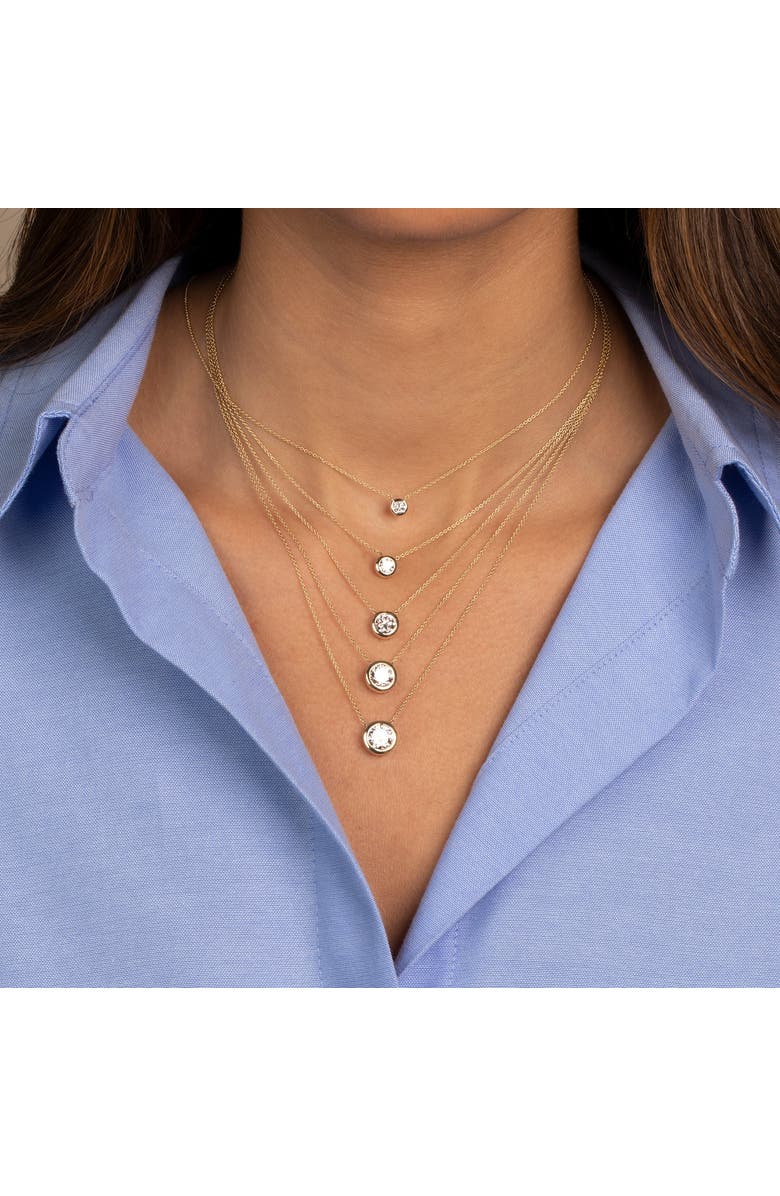 BY ADINA EDEN Lab Grown Diamond Solitaire Bezel Necklace 14K, Alternate, color, 14K Gold - 2 Carat