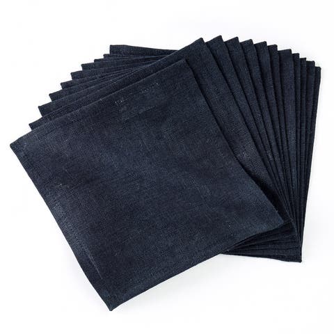 Linen Cocktail Napkins Set of 12, 6 x 6 Inch for Dining Table, Holiday and Everyday Table Decor - Fete