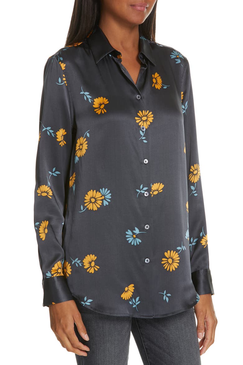 Essential Silk Blouse, Alternate, color, SMOKEY BLUE MULTI
