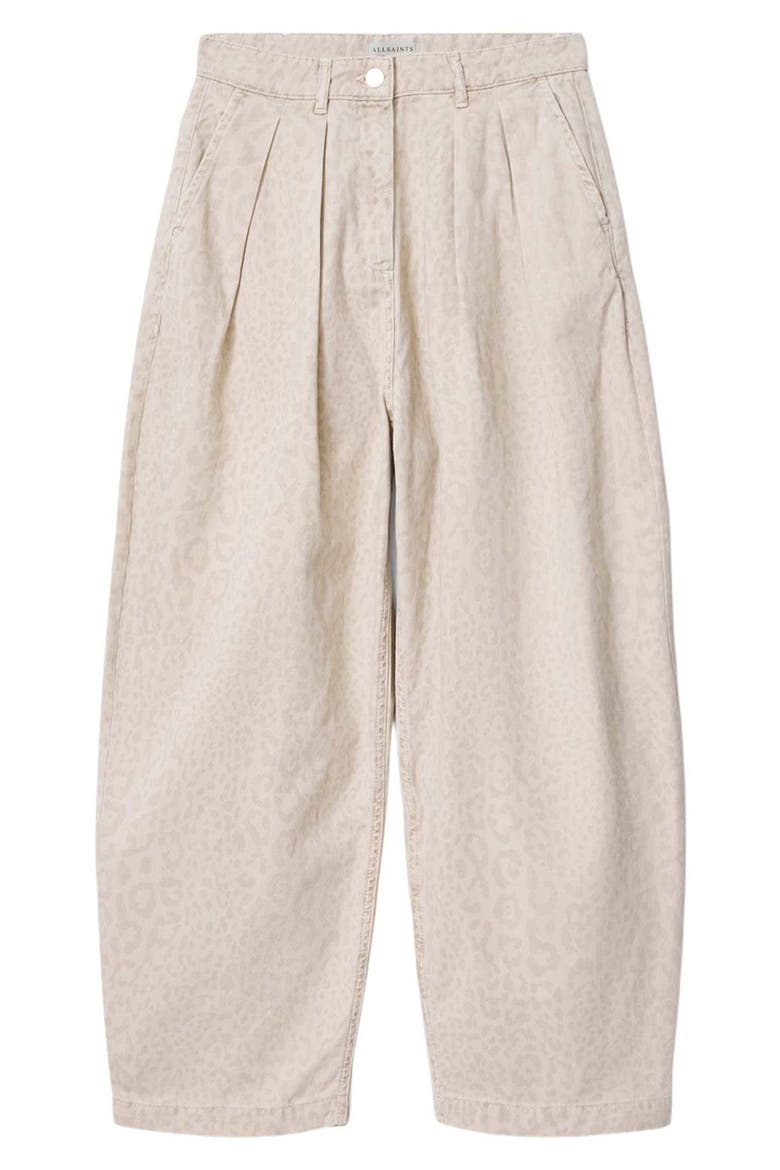 Becca Camo Pleated Cotton Trousers, Alternate, color, LEPPO CREAM WHITE