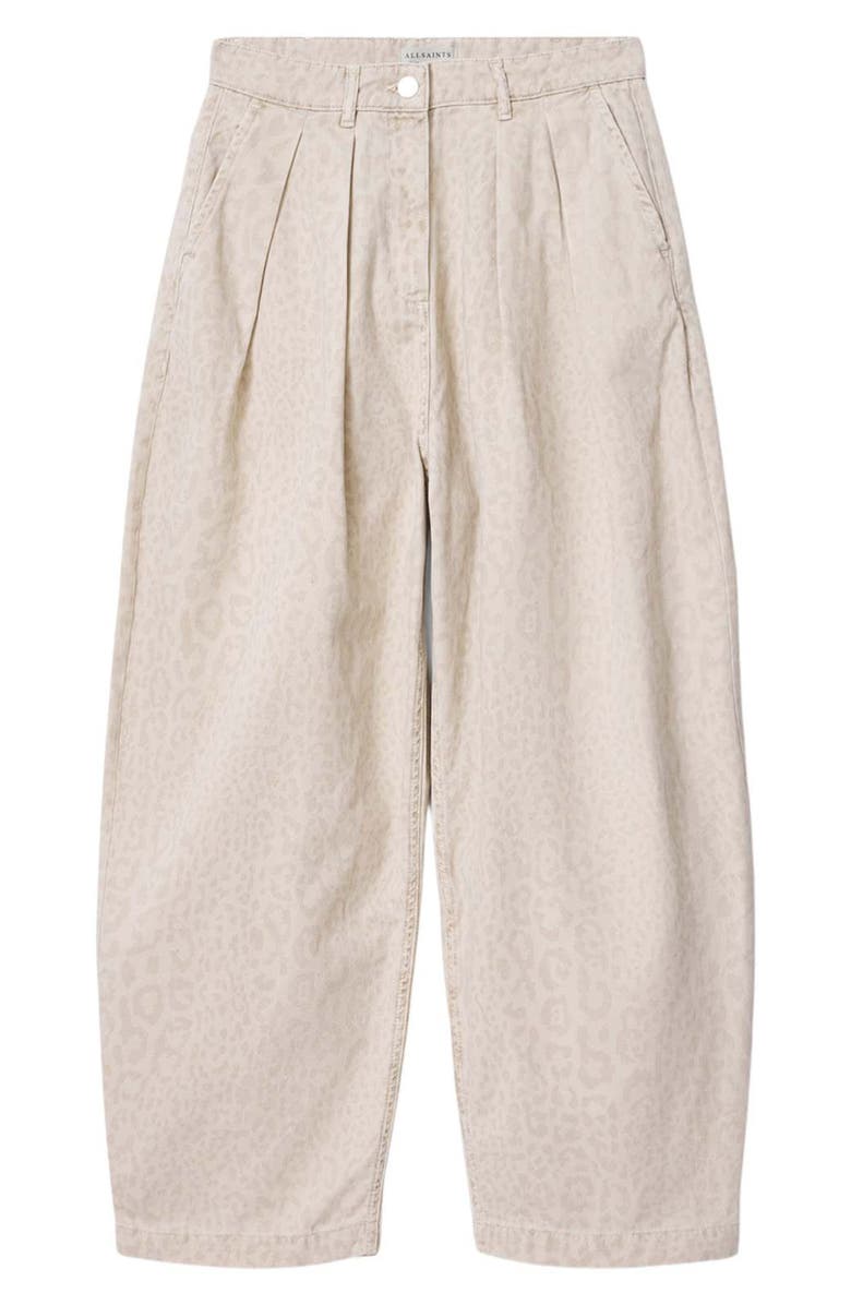 AllSaints Becca Camo Pleated Cotton Trousers, Alternate, color, Leppo Cream White