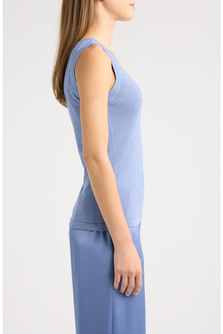 Metallic V-Neck Sweater Tank, Alternate, color, BLUE FROST