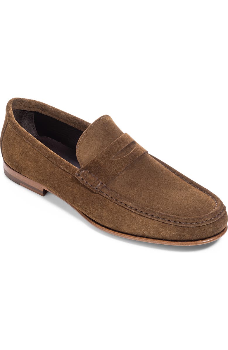 TO BOOT NEW YORK Dylan Suede Penny Loafer, Main, color, Softy Chocolate