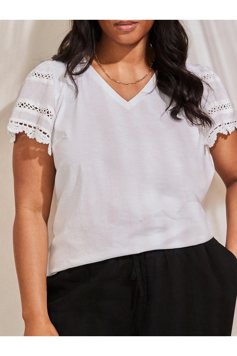 Angel Sleeve Neck Top, Alternate, color, White