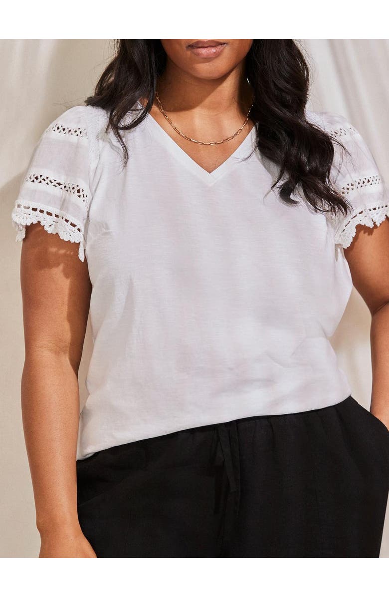 Live Unlimited Angel Sleeve Neck Top, Alternate, color, White