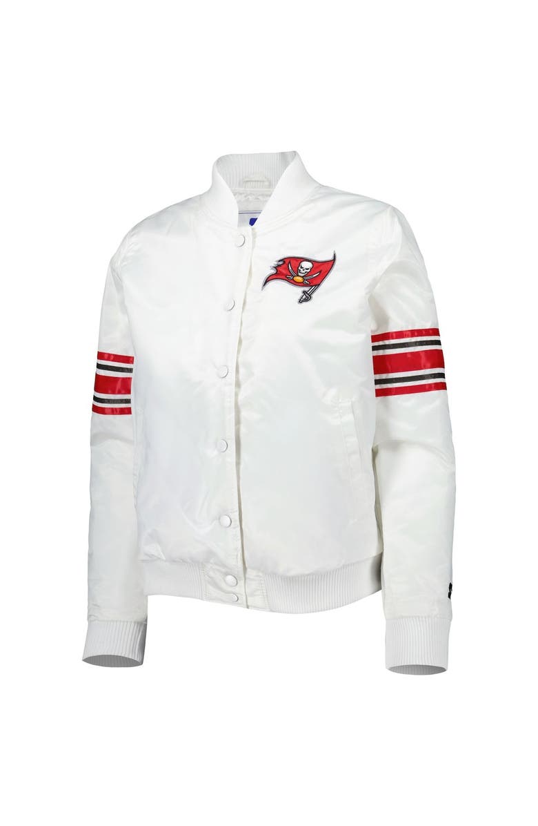 STARTER Women's Starter White Tampa Bay Buccaneers Line Up Satin Full-Snap Varsity Jacket, Alternate, color, White