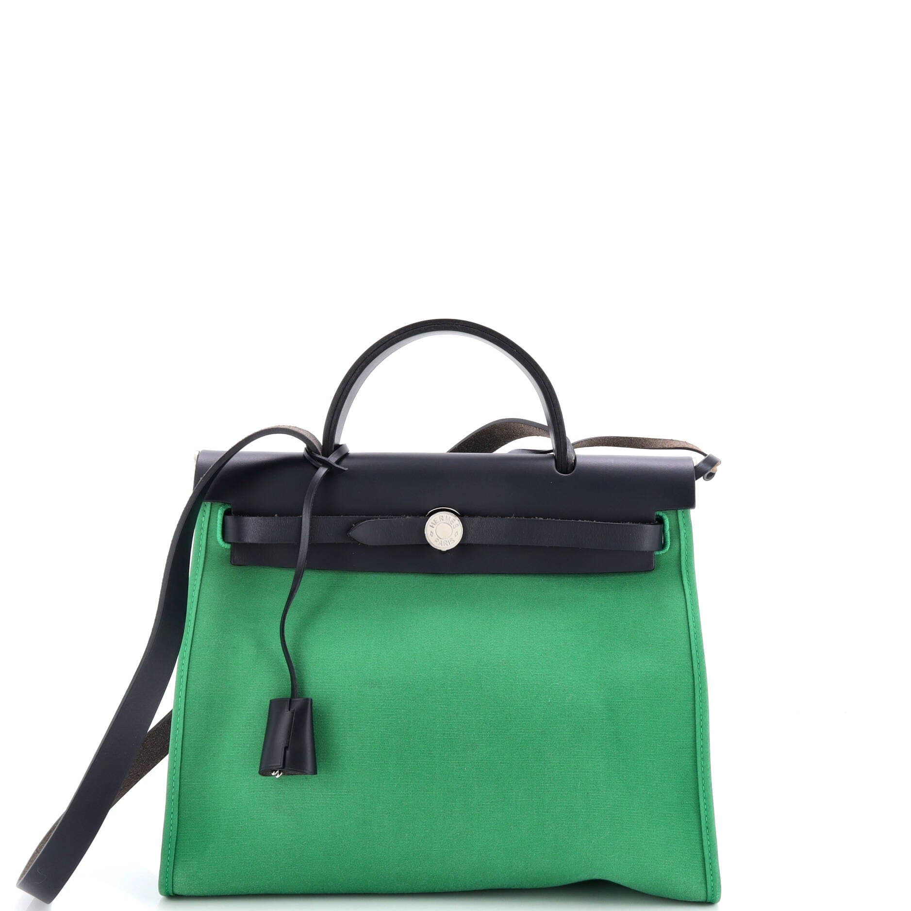 Pre-Owned Hermes Herbag Zip Leather and Toile 31, Main, color, 