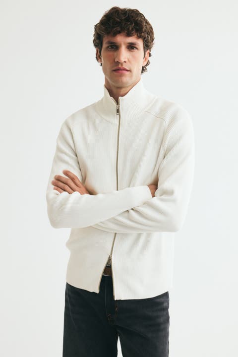 Slim-Fit Rib-Knit Cardigan