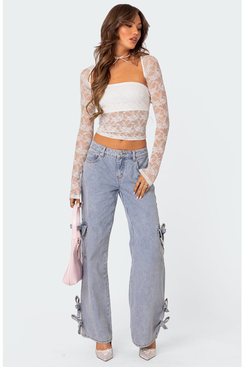 Bows 4 Days Low Rise Wide Leg Cargo Jeans, Alternate, color, LIGHT-BLUE