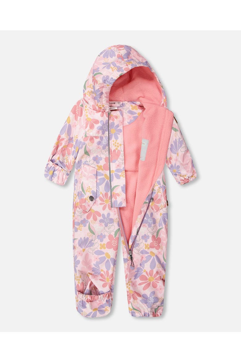 Baby Mid-Season One-Piece Flower Print Outerwear with Hat, Alternate, color, Pink Flower Print