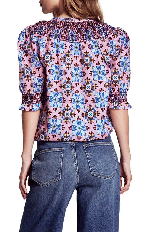 Boden Effie Print Front Button Top In Blue